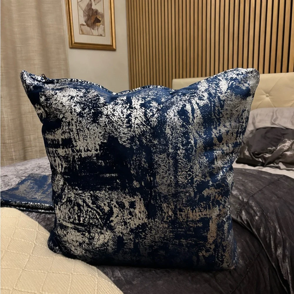 Elegant Blue and Silver pillow Cover 24 X 24